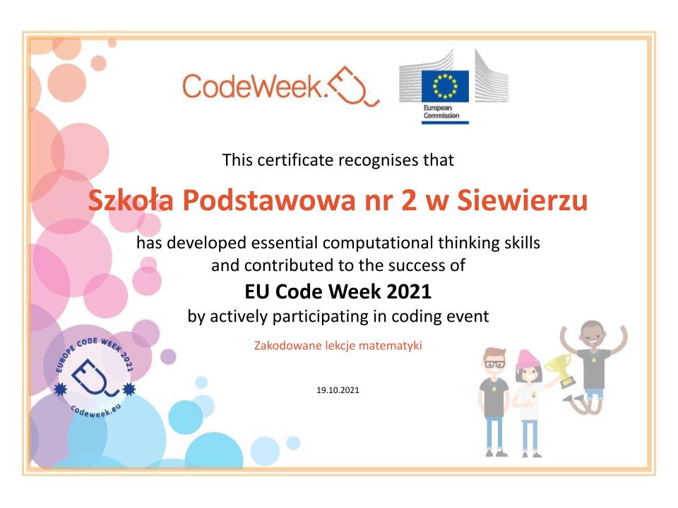 EU Code Week Participation Certificate